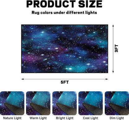 5'x7' Galaxy Rug Bedroom Living Room Gaming Area Rugs Nebula Throw Rugs Yoga Floor Mat Carpet,63"x83"
