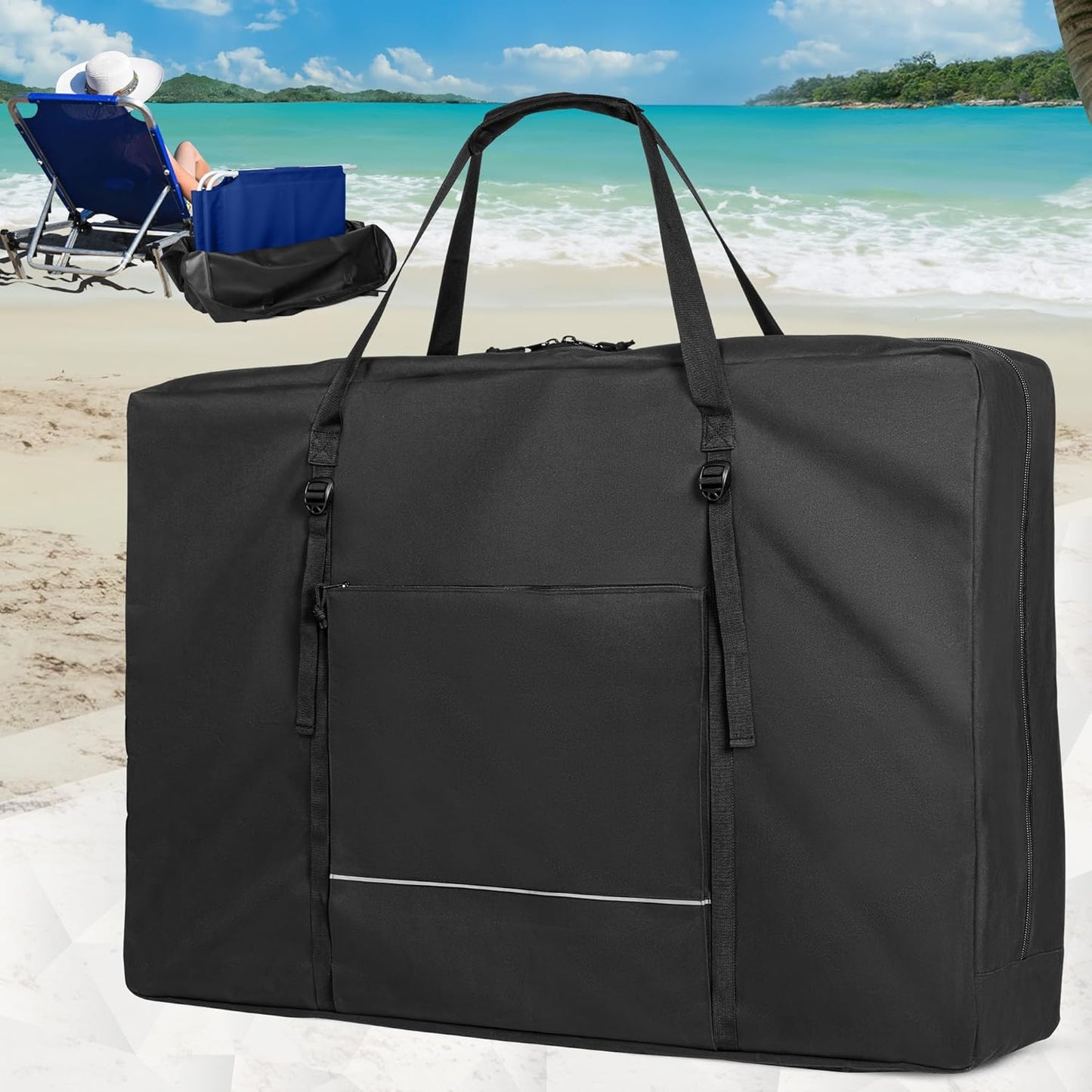 GRAOSO Carrying Bag for Folding Chair, Storage Case Fits for Beach Chair, Zero Gravity Lounge Chair, Director Chair, Folding Walker/Wheelchair, Great for Camping, Travel, Outdoors, Black