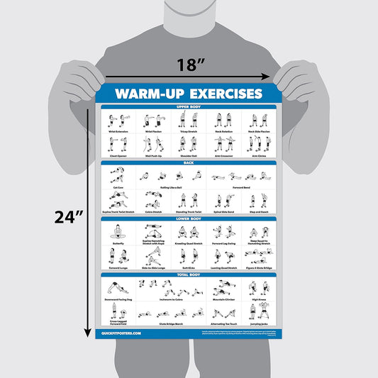 Palace Learning 4 Pack - Warm Up + Yoga + Stretching + Pilates - Set of 4 Workout Charts (Laminated with Plastic Frame, 18'' x 24'')