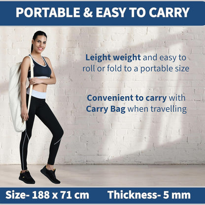 100% Organic Anti-Skid Cotton Yoga or Meditation Mat: Hand-Woven, and Extra-Long(28'’ x 74'’) for Ultimate Comfort and Stability with Cotton Carry bag
