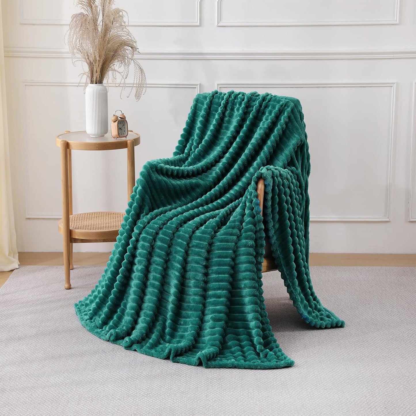 Khaki Throw Blanket for Couch Sofa 50x60 inches Striped Fleece Blankets Room Home Decor Lightweight Plush Soft Cozy Gifts for Women Mom Girls