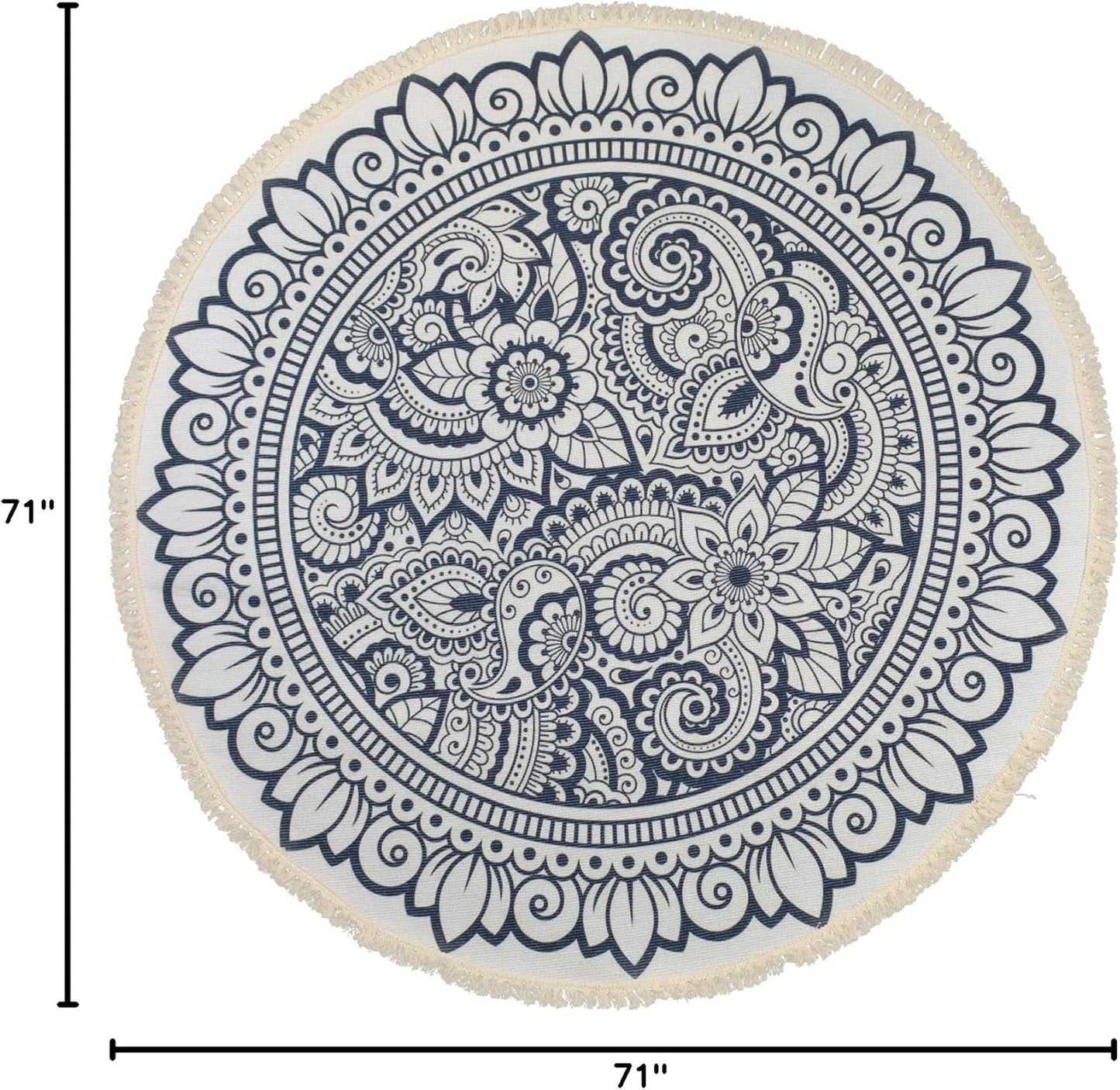Boho Rug 5Ft Round Bedroom Carpet Circle Nonslip Farmhouse Area Rug Rustic Mandala Floor Mat for Living Room Locker Room Tassel Yoga Throw Rugs Washable Doormat, Purple