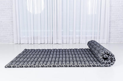 Leewadee - Kapok Roll Mat – Handcrafted Folding Sleep & Relaxation Mattress from Thailand, Ideal as Guest Bed, Camping Mat, Yoga Mat or Traditional Futon, 75 x 39 inches, Anthracite