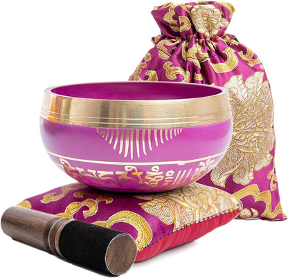 Tibetan Singing Bowl Set - Authentic Handcrafted Mindfulness Meditation Holistic Sound 7 Chakra Healing by Himalayan Bazaar (Turquoise)