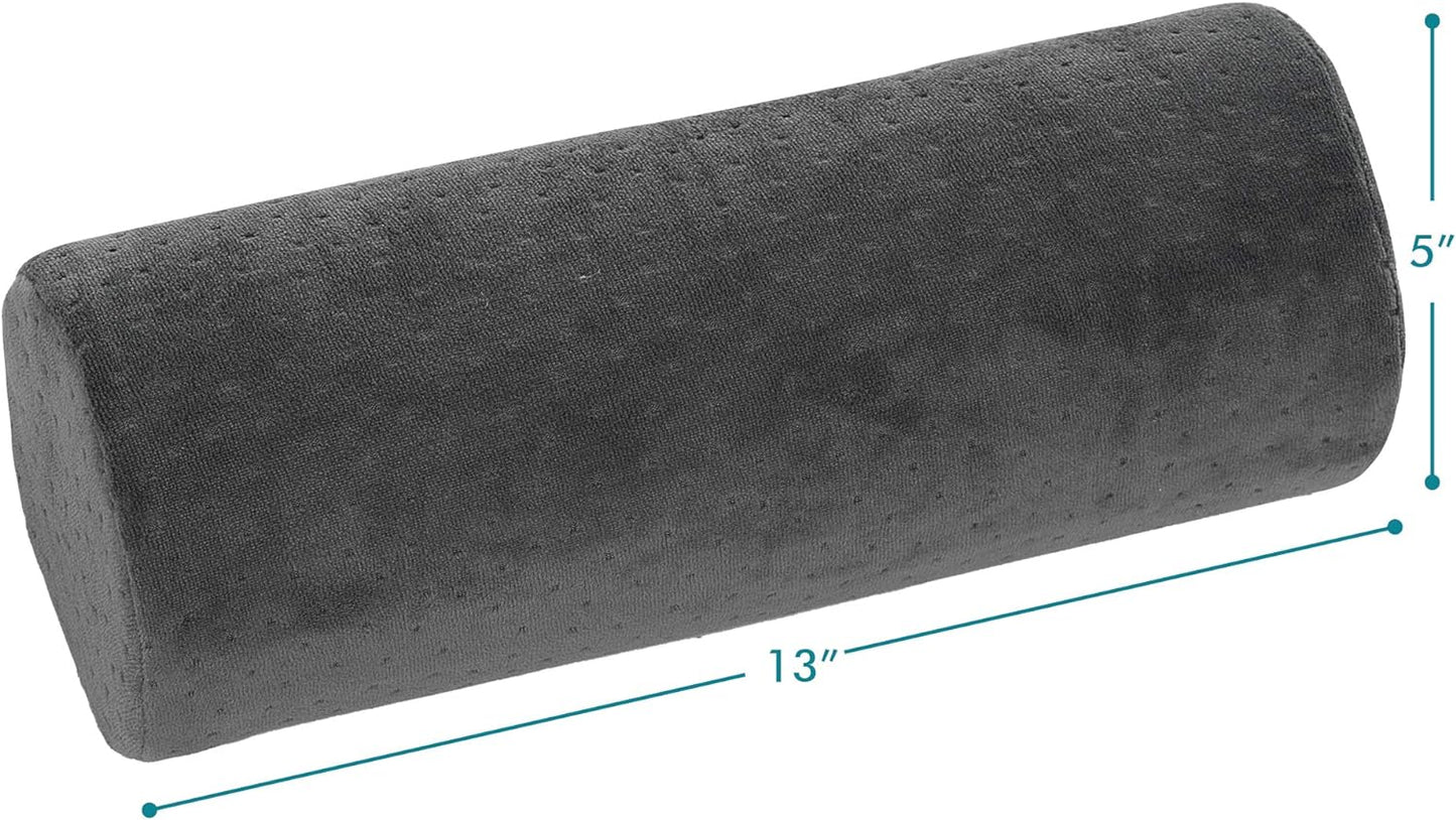 AllSett Health Round Cervical Roll Cylinder Bolster Pillow with Removable Washable Cover, Ergonomically Designed for Head, Neck, Back, and Legs, Grey | 13" X 5"