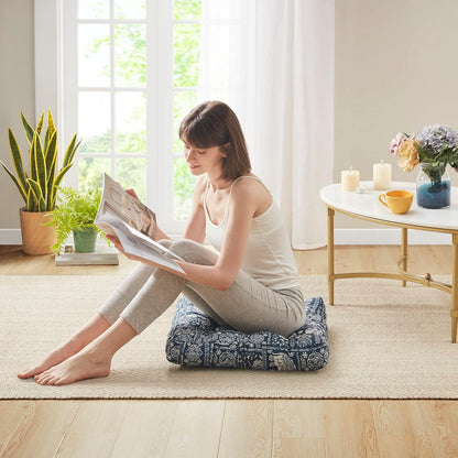 Codi Boho Floor Pillow, Large Meditation Cushion for Adults, Square Pillows Seating for Yoga Living Room Tatami Sitting Home Decor, Memory Foam Added, 22x22 Inch, Multi Patchwork
