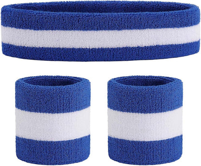 ONUPGO Sweatband Set Sports Headband Wristband Set Sweatbands Terry Cloth Wristband Wrist Sweatband Headbands Moisture Wicking Sweat Absorbing Head Band