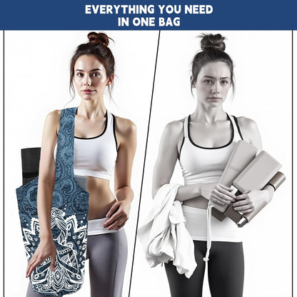 Yoga Mat Bag Carrier for Women with Side Large Pocket Durable Linen Workout Gym Travel Storage Pilates Mats