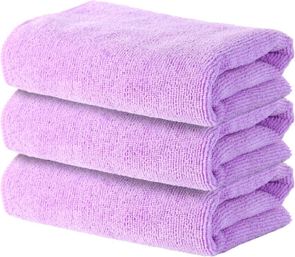 Microfiber Gym Towel Set for Sports Fitness, Yoga, Workout, Soft and Quick-Drying Gym Towels for Women Men (3 Pack, Grey+Blue+Purple)