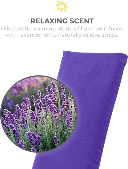 4-Pack Unscented Sateen Eye Pillows, Low-Luster, 9’’ x 4’’ Flaxseed Weighted Eye Mask for Sleeping, Hot or Cold Therapy for Relaxation, Migraine, and Headache, Blue