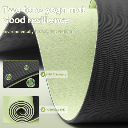 PAIDU Yoga Mat 8mm Super Thick TPE Fitness Mat | SGS Certified | Non-Slip, Odorless & Tear-Resistant | Unisex with Strap | for Yoga, Pilates, Meditation & Home Workouts