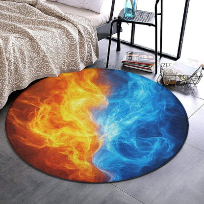 Soft Round Yoga Carpet, Office Chair Decor Round Mat for Carpet and Hardwood Floors Purple Butterfly