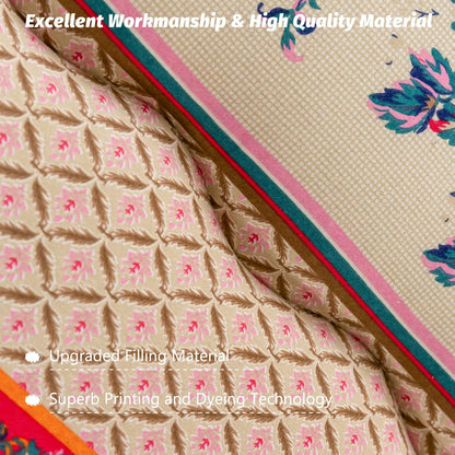 MAXYOYO Bohemian Retro Mattress Boho Floral Japanese Futon Mattress Tatami Floor Mat Foldable Portable Camping, Sleeping Pad, Lounger Couch Bed Full Size