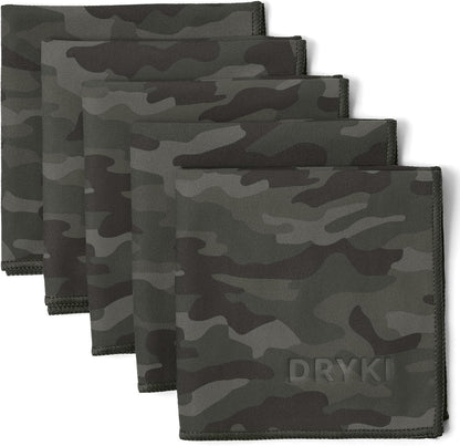 DRYKI Pocket-Sized Sweat Towels - The Original Sweat Absorbing Handkerchiefs - Quick-Dry Microfiber Sweat Rags for Face, Hands, & Body - Men & Women - Gym, Sports, and Work (Blue: 5 Pack)