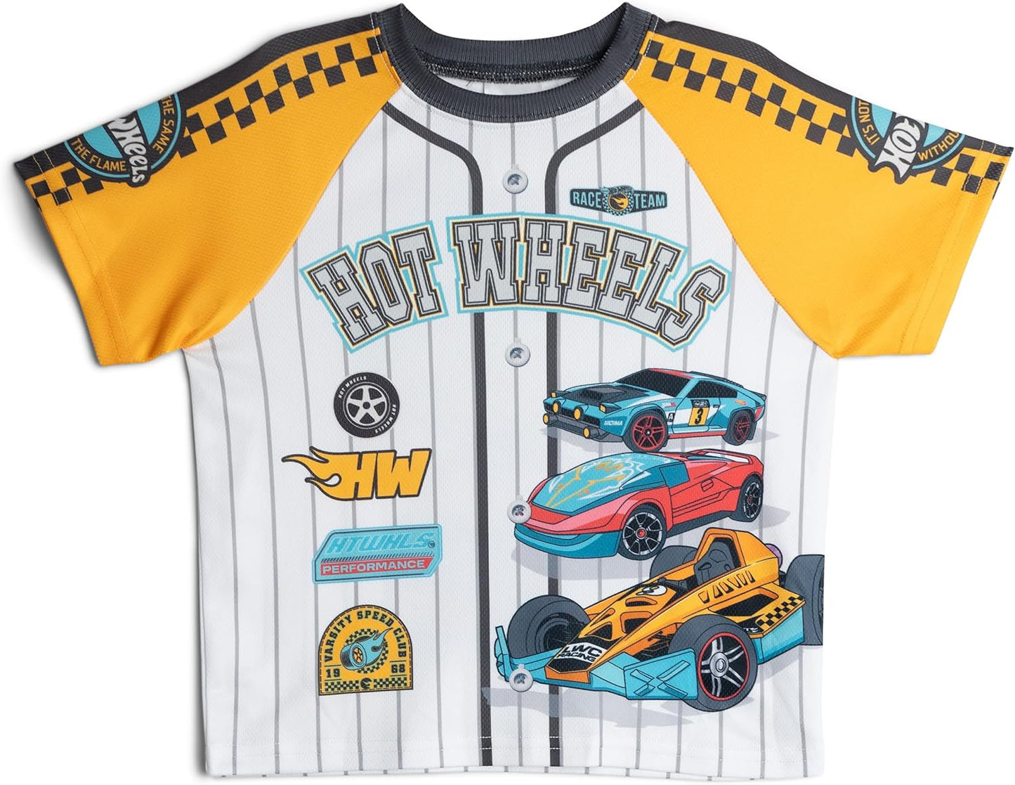 Hot Wheels Athletic Mesh Baseball Jersey T-Shirt and Shorts Outfit Set Toddler to Big Kid Sizes (2T - 10-12)