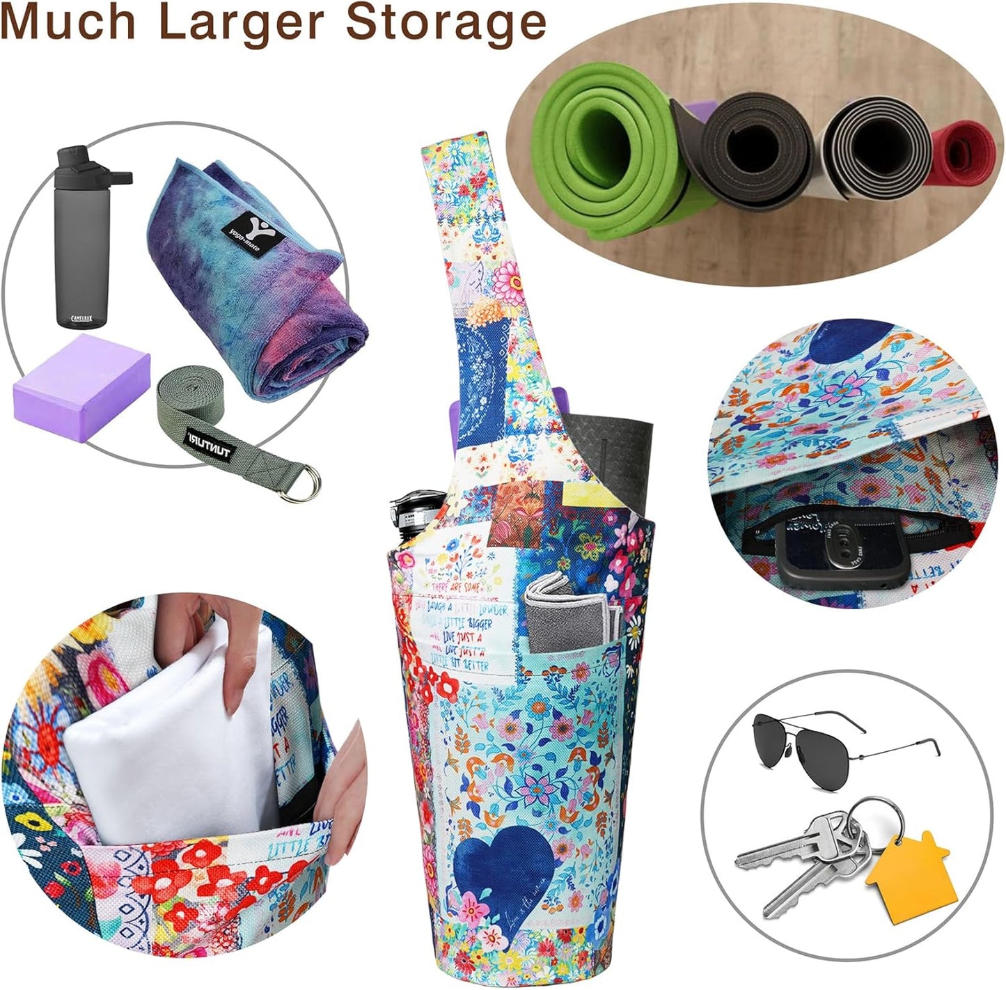 Yoga Mat Bag - Long Tote with Pockets - Holds More Yoga Accessories - Yoga Bag Fit Most Size Mats - Yoga Mat Carrier