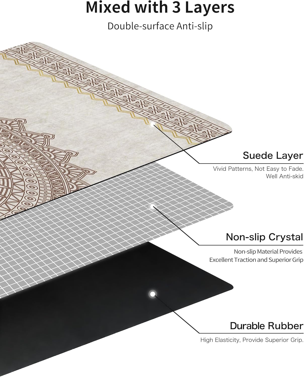 nuveti Printed Travel Yoga Mat-1/16 Inch Thick Non Slip Fitness Workout Mat with Carrying Bag, Foldable Lightweight Suede & Natural Rubber Yoga Mat for Yoga Pilates and Fitness 72" L x 24" W x 1.5mm