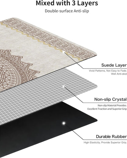 nuveti Printed Travel Yoga Mat-1/16 Inch Thick Non Slip Fitness Workout Mat with Carrying Bag, Foldable Lightweight Suede & Natural Rubber Yoga Mat for Yoga Pilates and Fitness 72" L x 24" W x 1.5mm