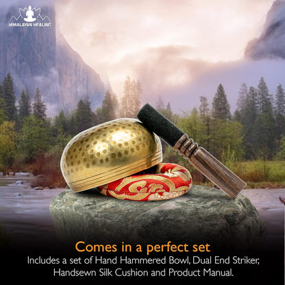 HIMALAYAN HEALING® Tibetan Singing Bowls Set~ Meditation Sound Bowl hand Hammered in Nepal For Yoga, Meditation, Mindfulness, Healing & Chakra balancing~