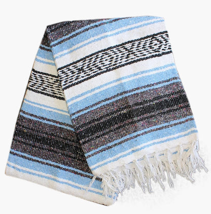 Del Mex Classic Mexican Blanket, Large Authentic Woven Falsa Throw (70"x50"), Artisan Southwest Décor for Beach, Yoga, Outdoors (Lavender)
