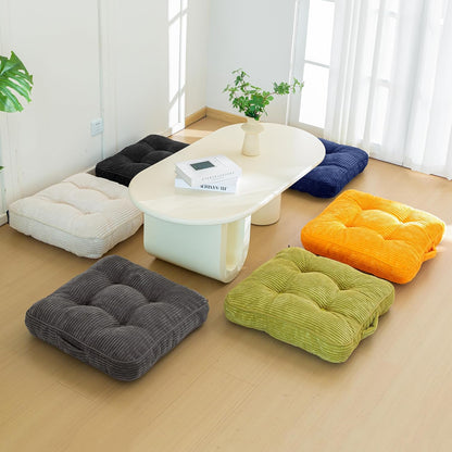 HIGOGOGO Floor Pillow Cushion for Adults, Meditation Cushion Pillow, Large Square Floor Sitting, Tufted Corduroy Cover, for Tatami Living Room or Yoga, 22x22 Inch, Dark Grey