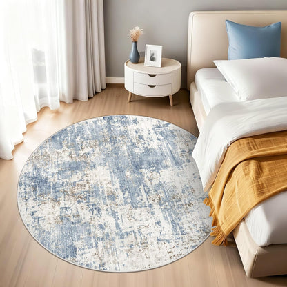 XLUEZ 8x10 Area Rugs for Living Room, Washable Modern Abstract Large Area Rug Neutral Soft Non Slip Kids Rug Stain Resistant Indoor Carpet for Bedroom Nursery Dining Children's Room(Blue, 8'x10')