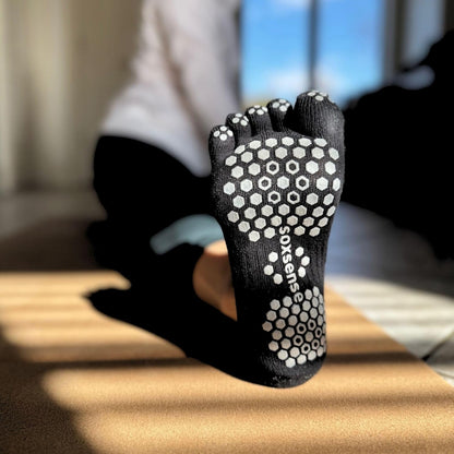 Soxsense Pilates Grip Toe Socks for Women & Men, Cushioned Low-Cut Five Finger Socks Non Slip for Yoga, Barre, Gym