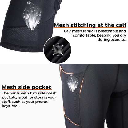 COOLOMG Basketball Leggings with Knee Pads for Kids Youth 3/4 Compression Pants Capri Tights Side Pockets