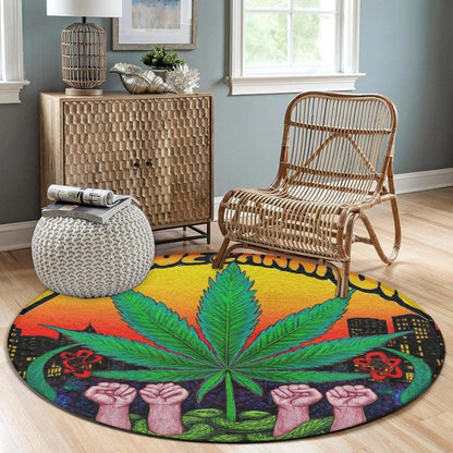 Machine Washable Modern Round Area Rug, Room Sofa Yoga Soft Round Carpet, Home Decor Non Slip Kitchen Office Circle Rug Union Jack Flag UK Mandala Art, 60inch