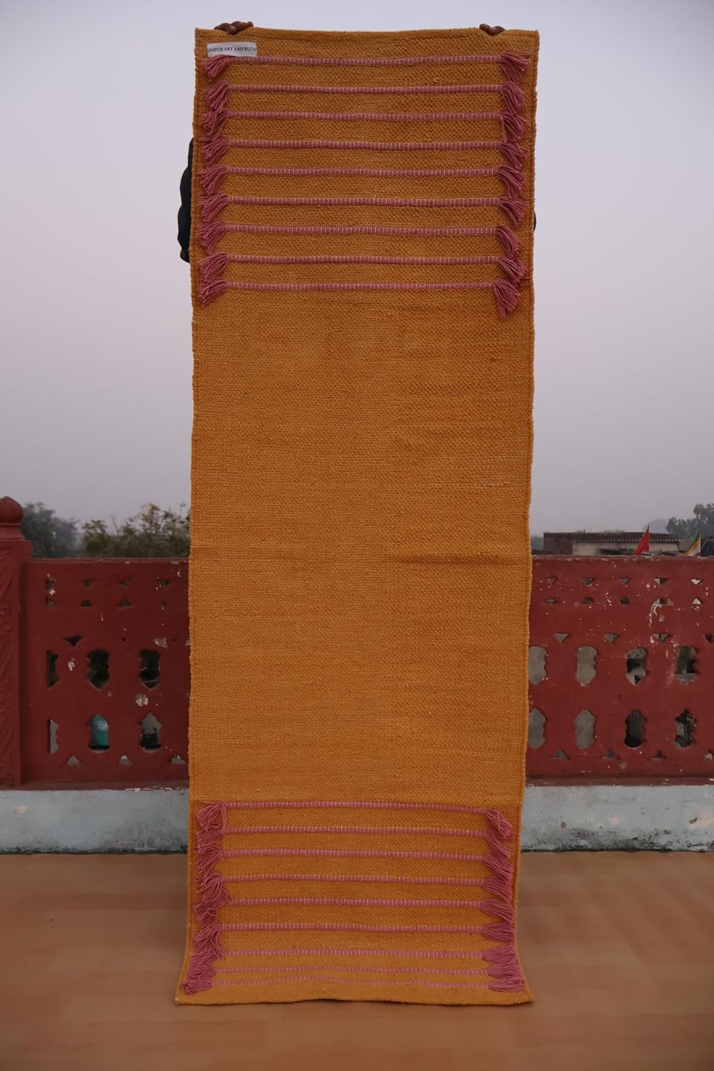 Jaipur Art & Rugs Cotton Yoga Rug - Eco-Friendly Hand-Woven Thick Mat (24”x72”x5mm) for Everyday Fitness at Home - Comfortable & Extra-Long - Colors B
