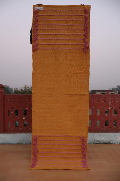 Jaipur Art & Rugs Cotton Yoga Rug - Eco-Friendly Hand-Woven Thick Mat (24”x72”x5mm) for Everyday Fitness at Home - Comfortable & Extra-Long - Colors B
