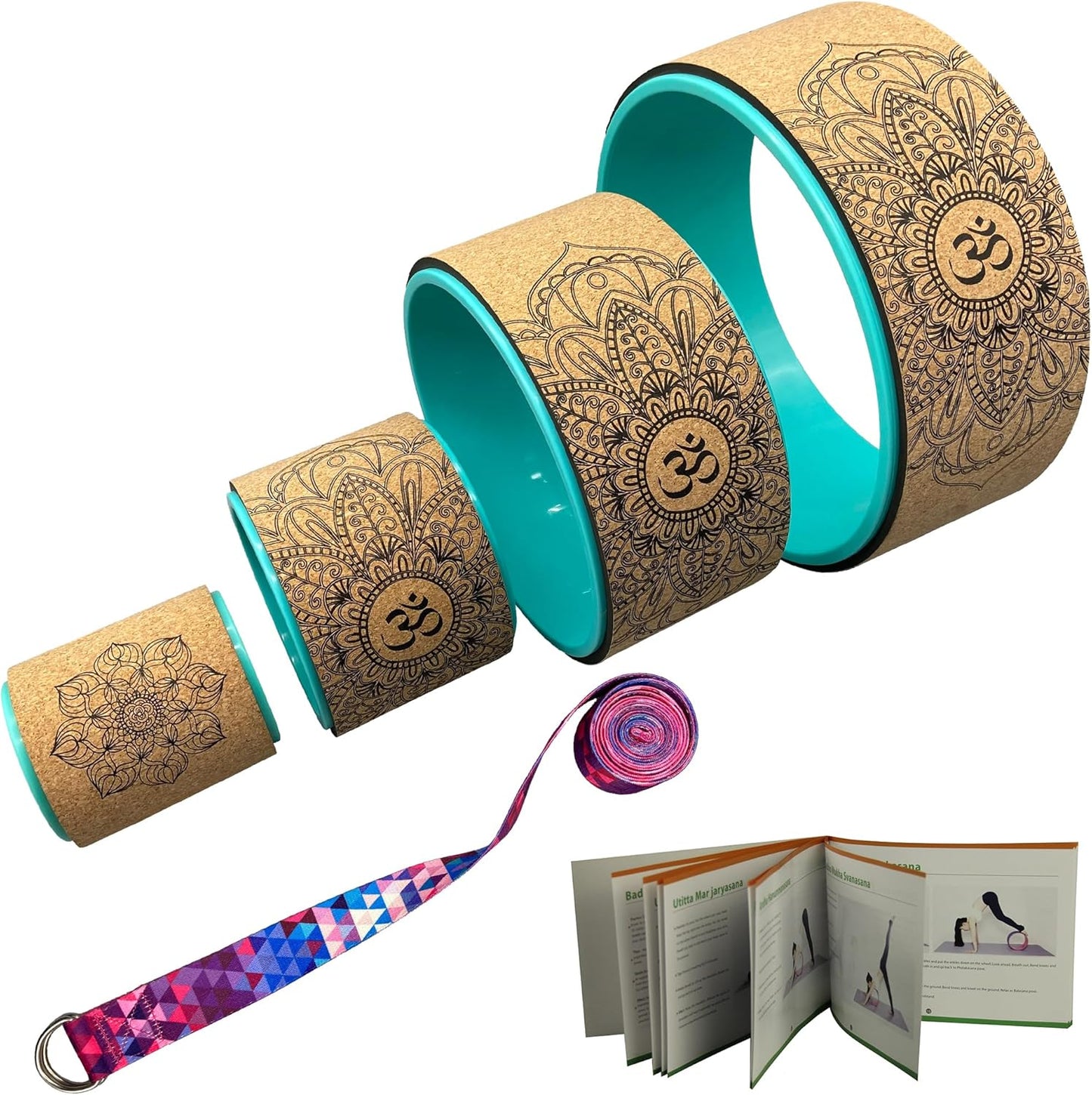 Aozora Yoga Wheel 13" with Most Detailed Book Step by Step Guide on How to Do 30+ Poses,! Perfect for Stretching and Improving Backbends