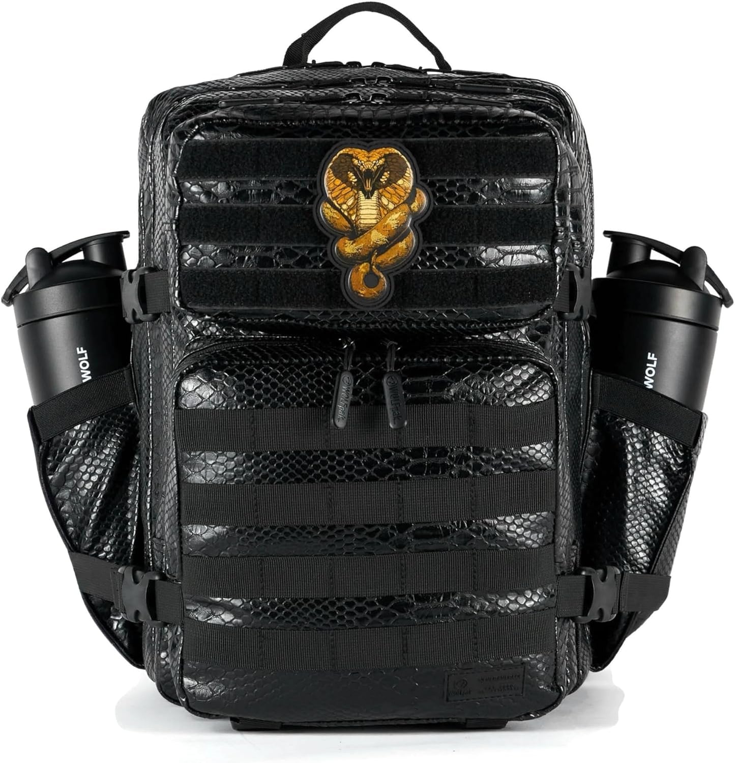 WOLFpak 35L Tactical Gym Backpack (Alpha Black) Durable 1000D Waterproof Oxford Material with MOLLE Webbing, Laptop Pocket & Dual Cup Holders, Durable Fitness/Travel/Military Daypack