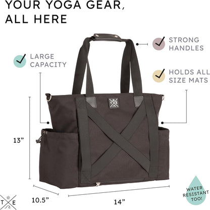 Yoga Mat Bag 4-in-1 Backpack, Tote Bag, Cross Body, Shoulder Bag – Water-Resistant, Durable, with Pockets, fits Thick & XL Mats – Carrier for Women & Men Ideal for Gym, Pilates, and Travel