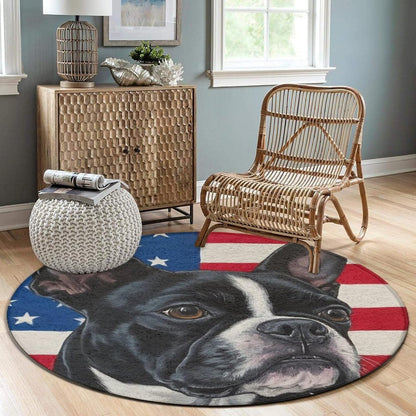 Machine Washable Modern Round Area Rug, Room Sofa Yoga Soft Round Carpet, Home Decor Non Slip Kitchen Office Circle Rug Union Jack Flag UK Mandala Art, 60inch