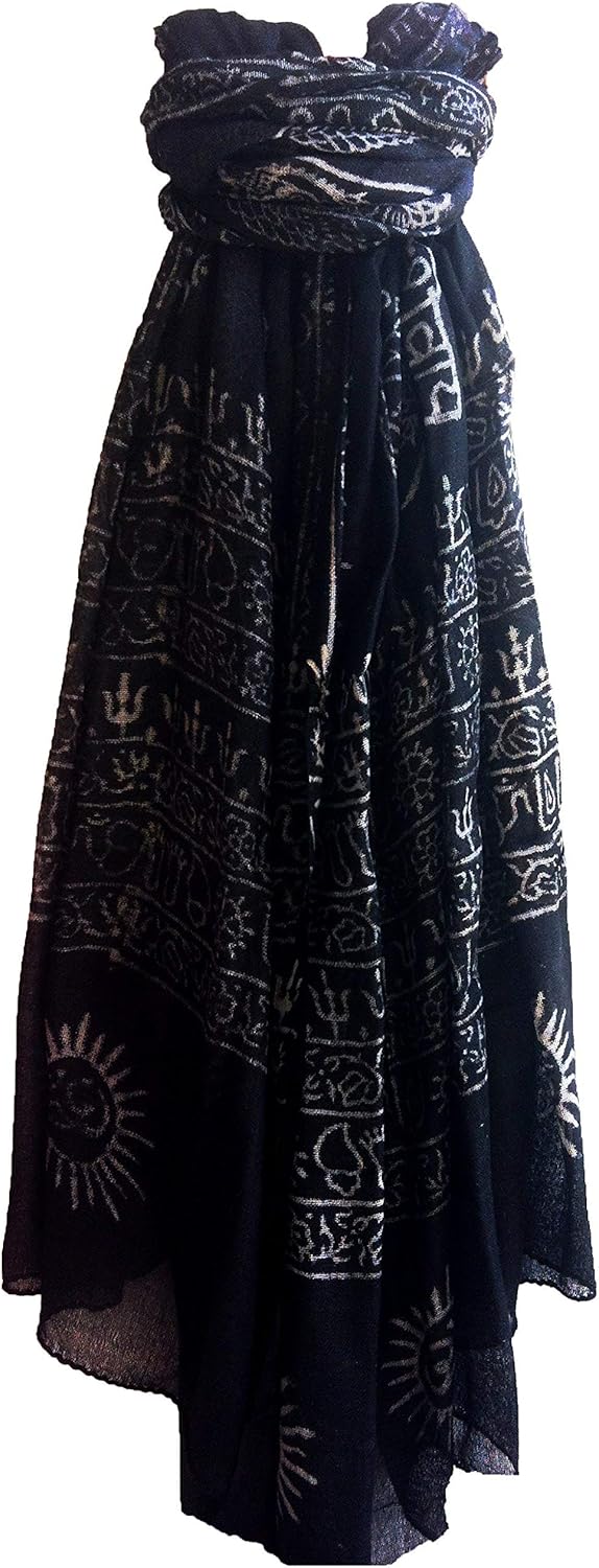 Indian Om Mantra Hand Block Printed Scarf Prayer Shawl