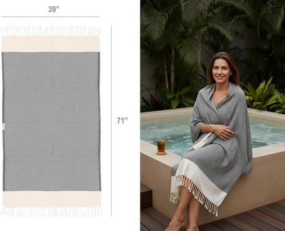 Bazaar Anatolia Turkish Beach Towel – 100% Cotton, Quick Dry, Lightweight and Sand Free – Perfect for Bathroom, Travel, Yoga, Camping, Oversized 71x39 inches - Diamond Black - Colors A
