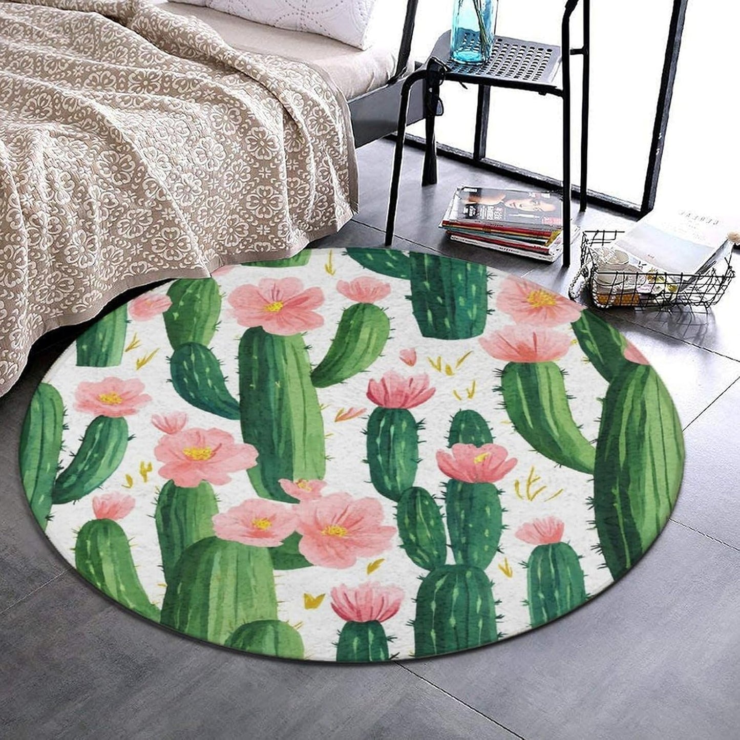 Large Home Decor Mat, Soft Round Yoga Carpet, Non Slip Machine Washable Home Office Circle Rug Gothic Witchy Sun Moon Mushroom Moth