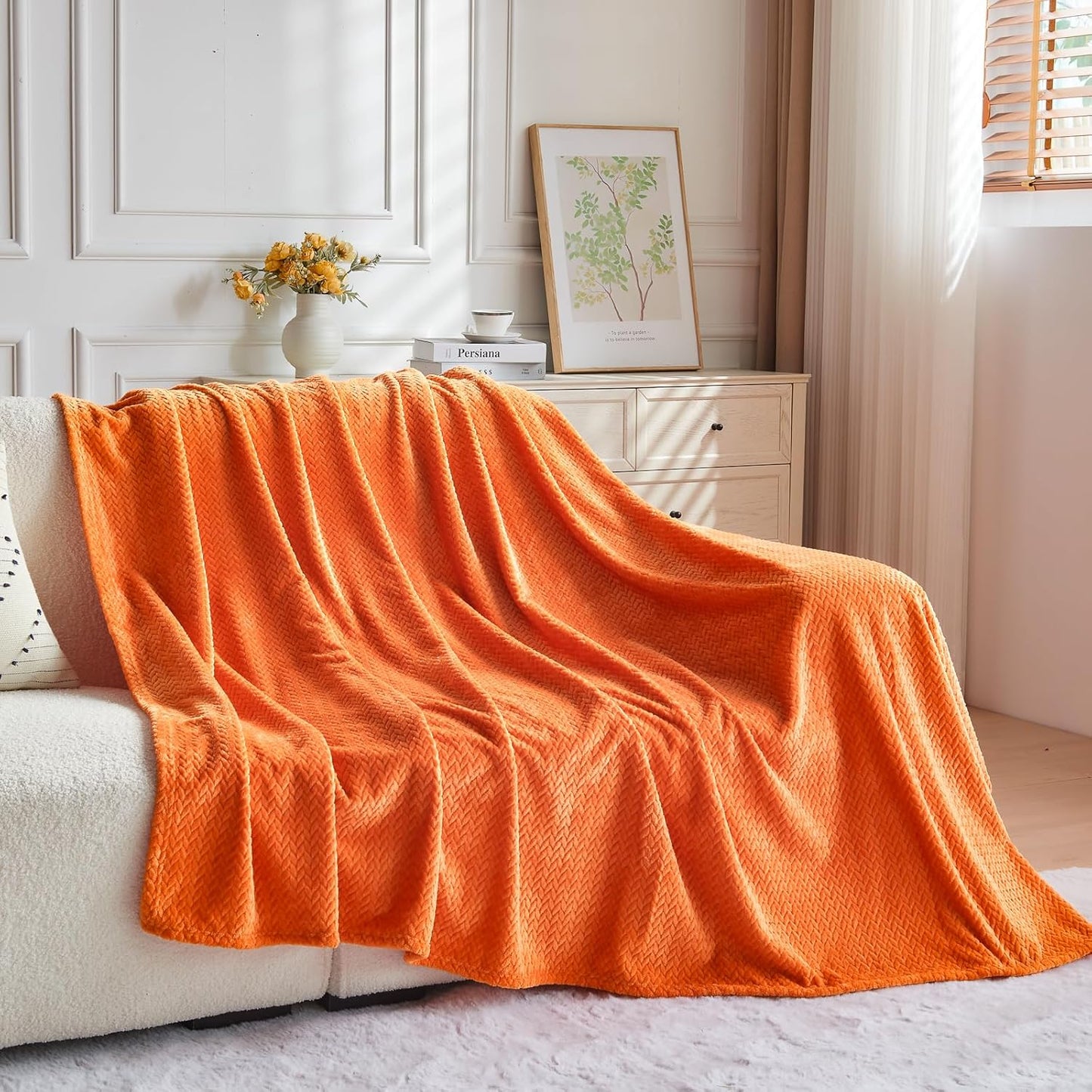 NEWCOSPLAY Super Soft Throw Blanket Light Purple Premium Silky Flannel Fleece Leaves Pattern Lightweight Bed Blanket All Season Use (Light Purple, Throw(50"x60")) - Colors A