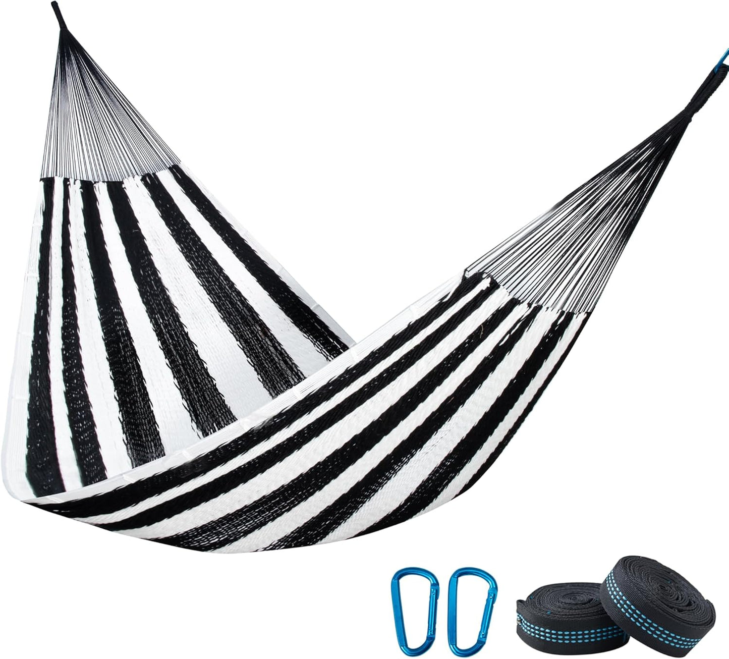 PNAEUT Handwoven Mayan Hammocks, Double Rope Hammock for Outdoor Outside & Indoor, Thick Soft 600 lbs Capacity Heavy-Duty, Includes Tree Straps, Carabiners & Carrying Bag (Nature, X-Large)