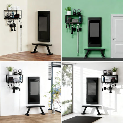 TJ.MOREE 2 Tier Floating Shelf Compatible with Tonal Accessories, T-Bracket Lock Adapters Hanger, Wall Mount Home Gym Storage Rack for Fitness Equipment