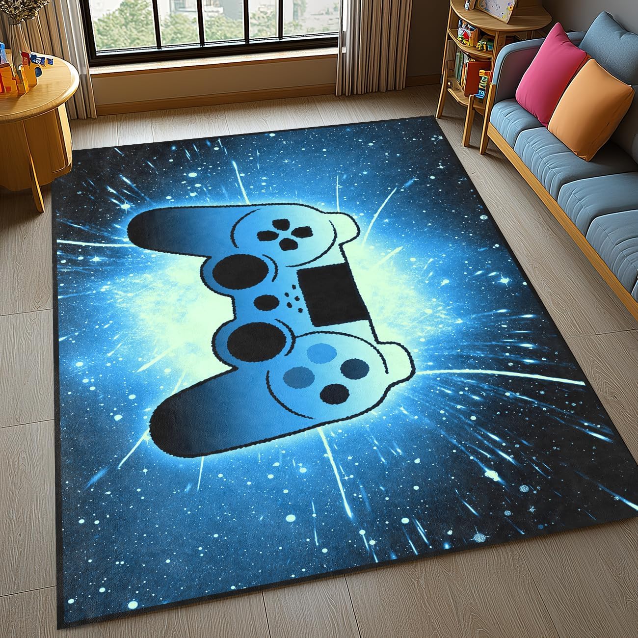 Video Game Rug - Gaming Themed Rug Gamepad Controller Area Rugs for Bedroom Gaming Carpet for Boys Game Carpet for Playrooms Bedroom Doormat Yoga Mats
