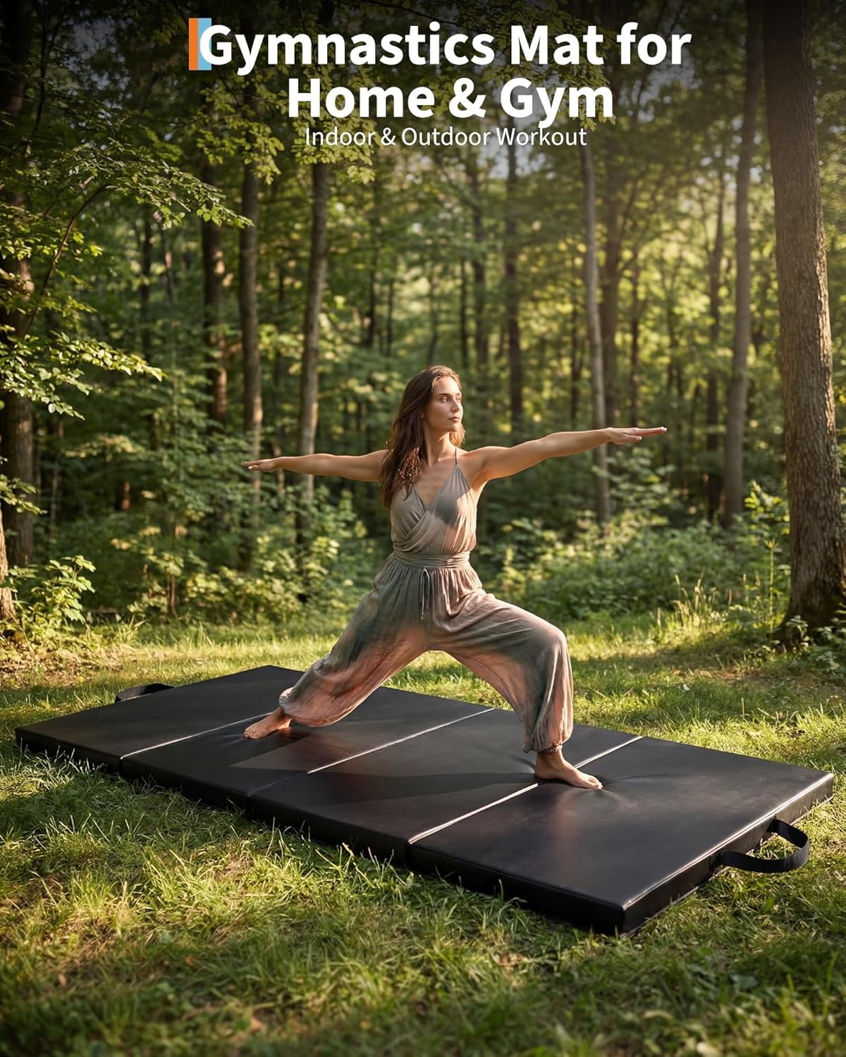 Gymnastics Mat, 6x2/3Ft 2 inches Thick 4-Fold Portable Home Gym Floor Pad for Yoga, Pilates, Aerobics & Martial Arts Training