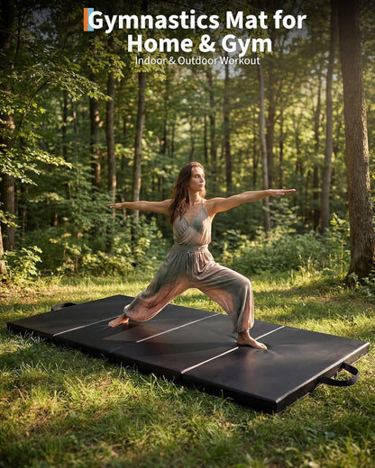 Gymnastics Mat, 6x2/3Ft 2 inches Thick 4-Fold Portable Home Gym Floor Pad for Yoga, Pilates, Aerobics & Martial Arts Training