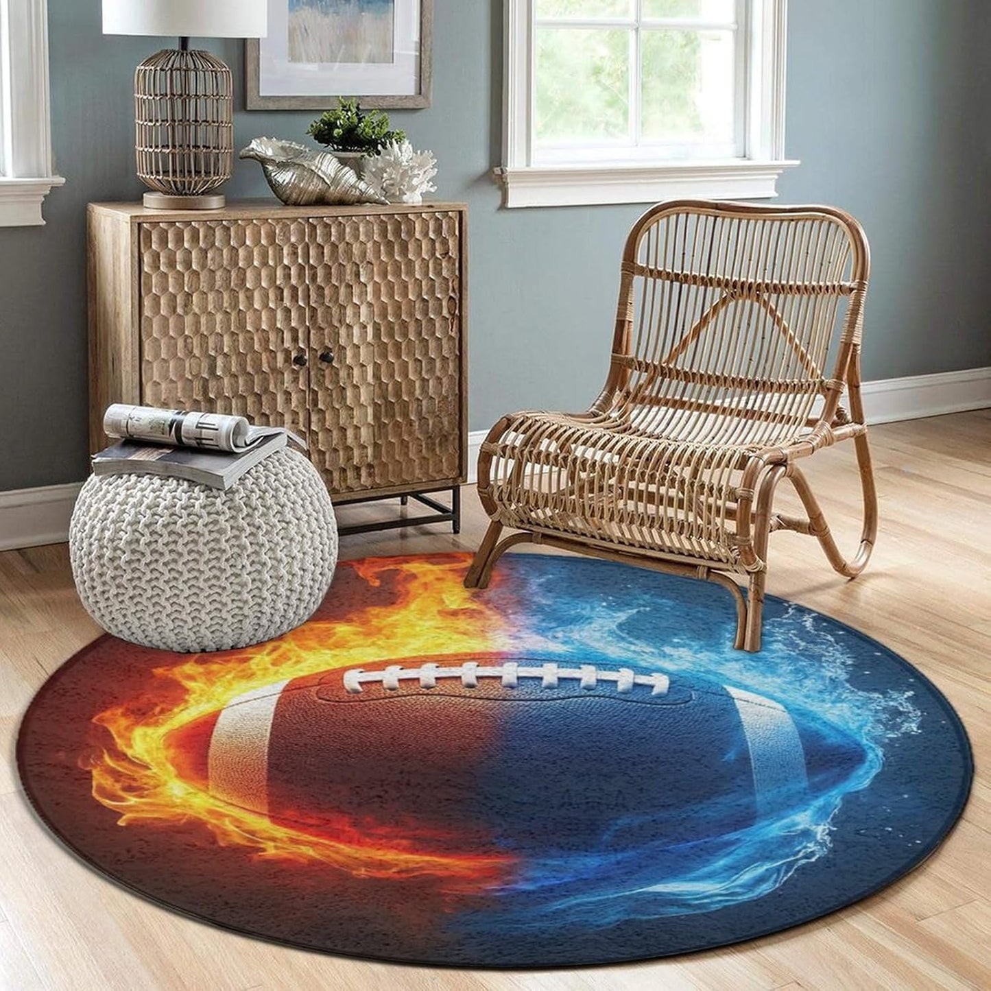Large Home Decor Mat, Soft Round Yoga Carpet, Non Slip Machine Washable Home Office Circle Rug Gothic Witchy Sun Moon Mushroom Moth