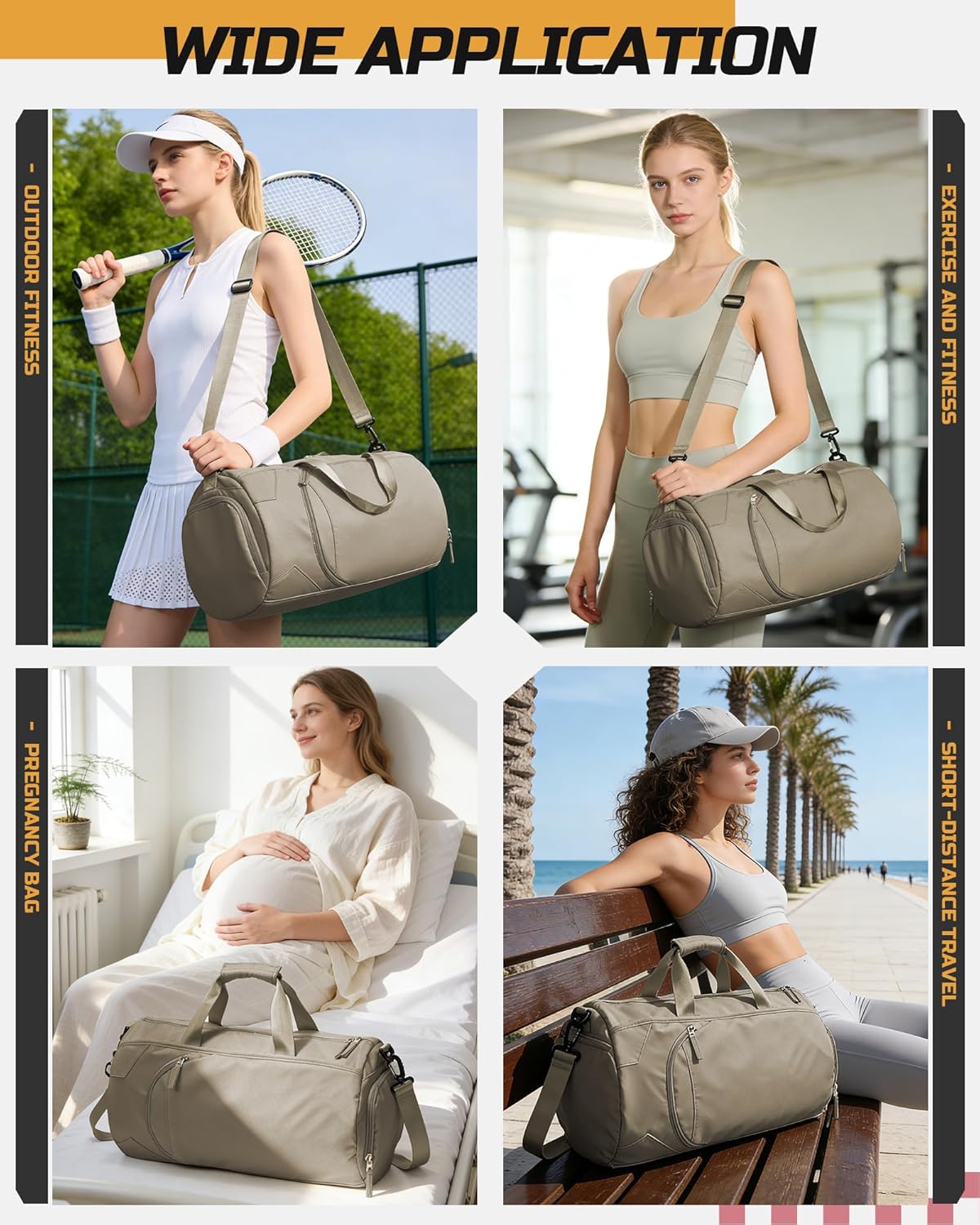Gym Bag Womens Mens with Shoes Compartment and Wet Pocket Travel Duffel Bag for Women for Plane Sport Gym Tote Bags Swimming Yoga Waterproof Weekend Overnight Carry on Bag Hospital Holdalls - Colors B