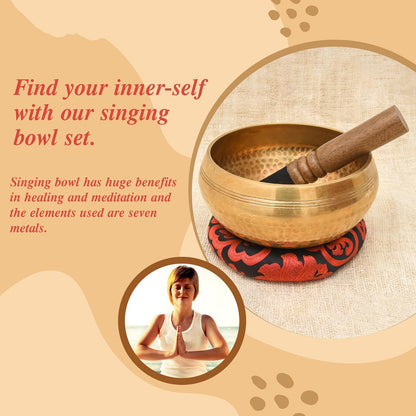 Tibetan Singing Bowl Set - Authentic Cuencos Tibetanos for Sound Healing, Meditation & Chakra Balancing - Includes Cushion, Mallet-Unique Spiritual Gifts for Women and Men (7 Chakra Hand Hammered Set)