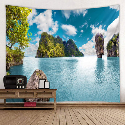LYFANS Wooden Bridge Water Printing Fabric Tapestry Decorative Wall Art Tablecloth Bed Cover Picnic Carpet Beach Towel Bedroom Dormitory Living Room Multi functional Tapestry 79 x 59 inches