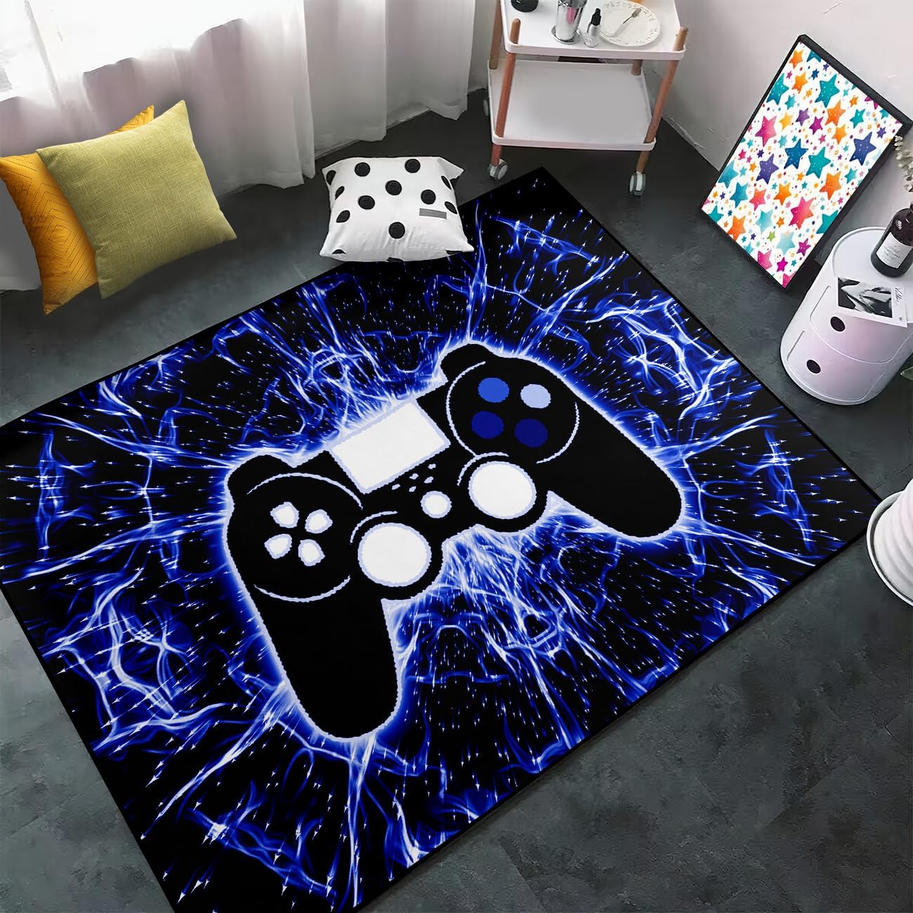 Video Game Rug - Gaming Themed Rug Gamepad Controller Area Rugs for Bedroom Gaming Carpet for Boys Game Carpet for Playrooms Bedroom Doormat Yoga Mats
