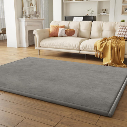 Baby Play Mat for Floor, 1.3'' Thick Memory Foam Tummy Time Mat - Super Soft Coral Velvet Nursery Rug with Non-Slip Backing, Crawling Rug for Toddlers/Infants, Yoga & Tatami Use, Oatmeal, 79''x 118''